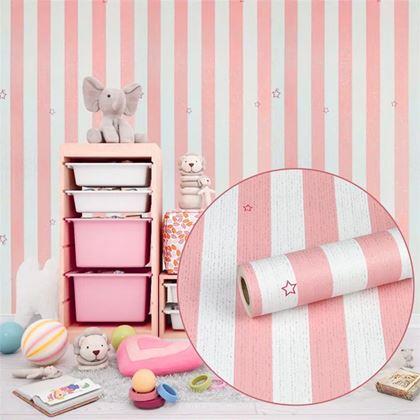 Obrazek z Tapeta dziecięca na ścianę 5 m  -  pasy z gwiazdkami