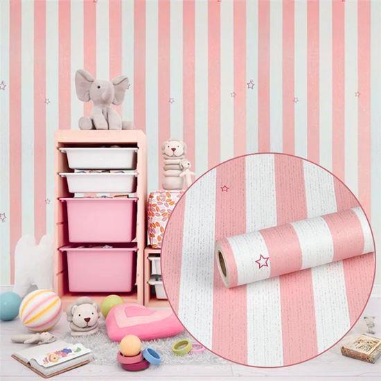 Obrazek z Tapeta dziecięca na ścianę 5 m  -  pasy z gwiazdkami