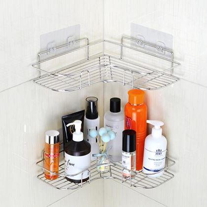 Obrazek z Półka narożna ze stali nierdzewnej