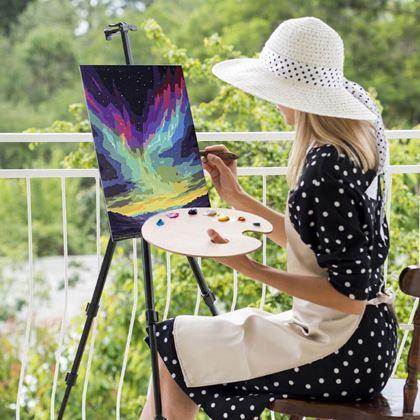 Obrazek z Malowanie po numerach, naciągnięte płótno na ramę - zorza polarna