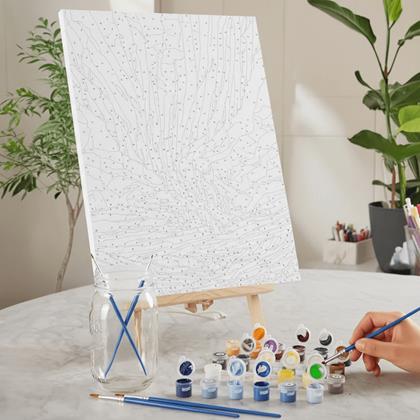 Obrazek z Malowanie po numerach, naciągnięte płótno na ramę - zorza polarna