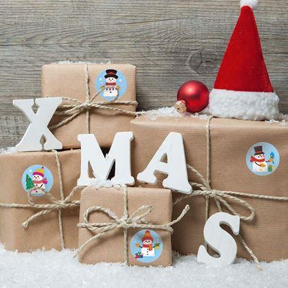 Obrazek z Naklejki świąteczne 500 szt.  -  wesołe bałwanki