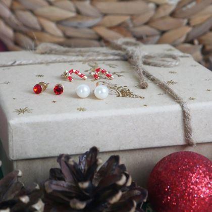 Obrazek z Kolczyki świąteczne 6 par  -  komplet zielony