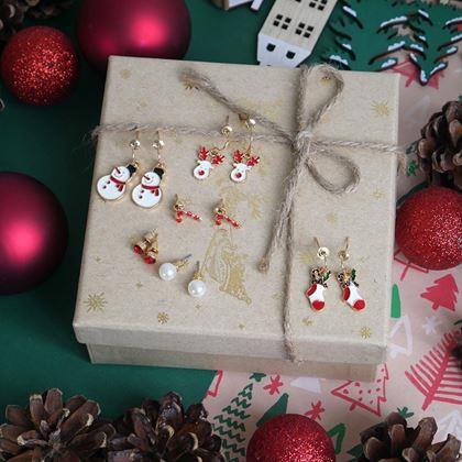 Obrazek z Kolczyki świąteczne 6 par  -  komplet czerwony