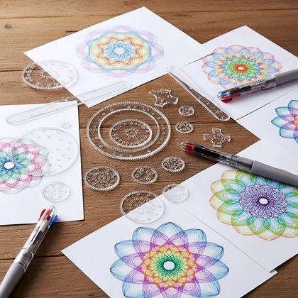 Obrazek z Zestaw szablonów do rysowania - spirograf
