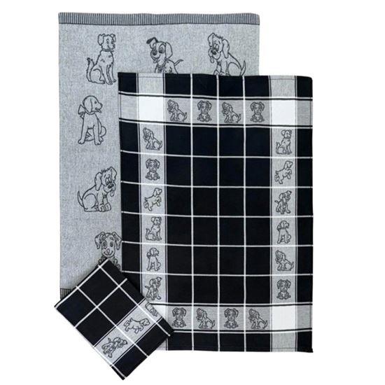 Obrazek z Zestaw 3 bawełnianych ściereczek - pieski