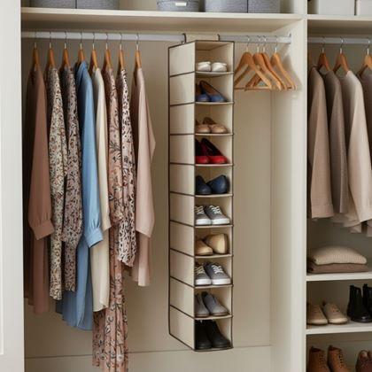 Obrazek z Wiszący organizer do szafy z 10 przegródkami