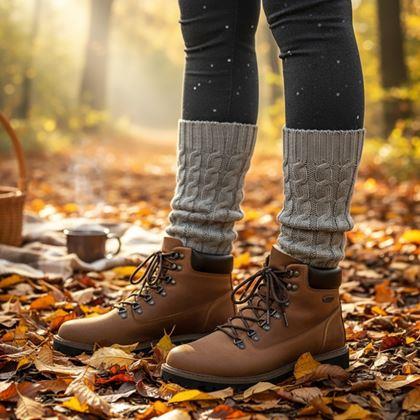 Obrazek z Ciepłe getry na nogi  -  szare