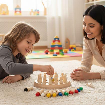 Obrazek z Gra pamięciowa dla dzieci - drewniane szachy