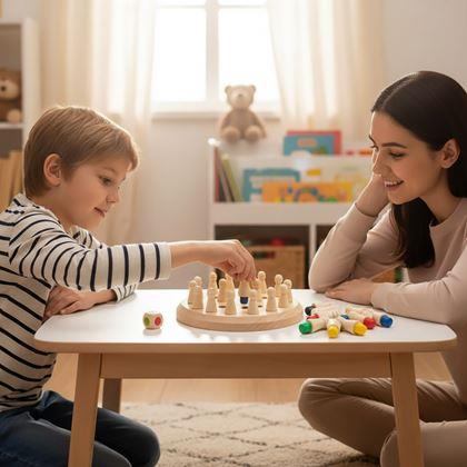 Obrazek z Gra pamięciowa dla dzieci - drewniane szachy