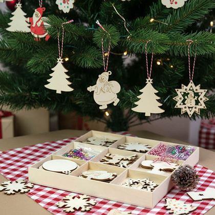 Obrazek z Drewna ozdoby świąteczne do samodzielnego pomalowania 32 szt.