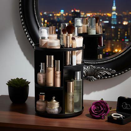 Obrazek z Obrotowy organizer na kosmetyki  -  czarny