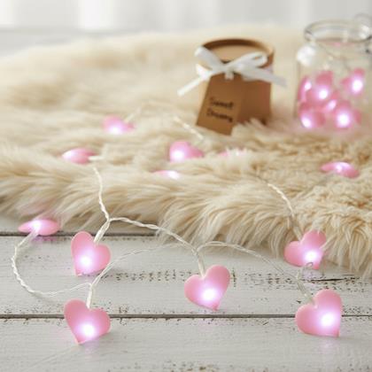 Obrazek z LED łańcuch świetlny - różowe serca