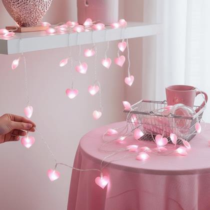 Obrazek z LED łańcuch świetlny - różowe serca