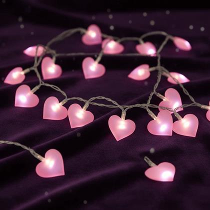 Obrazek z LED łańcuch świetlny - różowe serca