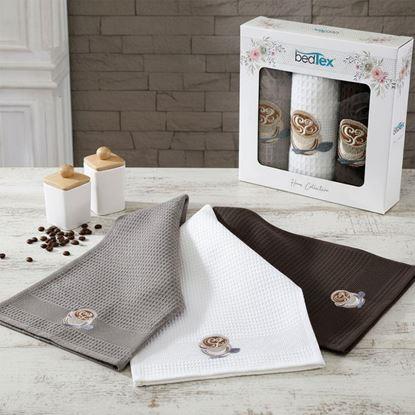 Obraz Zestaw prezentowy waflowych ściereczek 3 szt. – kawa