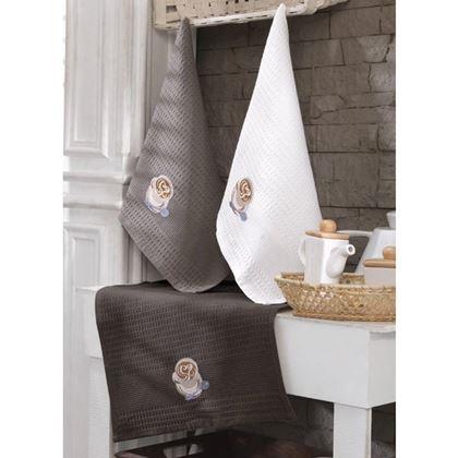 Obrazek z Zestaw prezentowy waflowych ściereczek 3 szt. – kawa