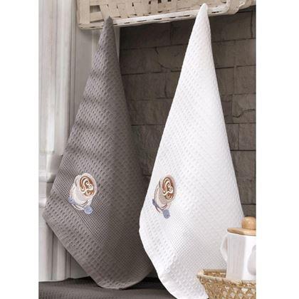 Obrazek z Zestaw prezentowy waflowych ściereczek 3 szt. – kawa