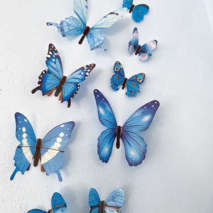 Obrazek z Zestaw świecących motyli na ścianę  -  niebieski