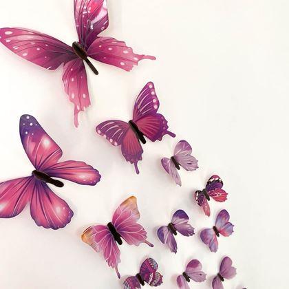 Obrazek z Zestaw świecących motyli na ścianę  -  fioletowy