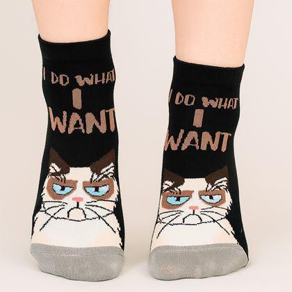 Obrazek z Wesołe skarpetki wściekły kot - czarne