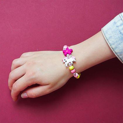 Obrazek z Komplet naszyjnika i bransoletki wykonany z drewnianych koralików