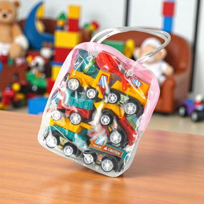 Obraz Zestaw 6 nakręcanych samochodzików w przezroczystej torbie