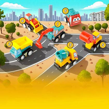 Obrazek z Zestaw 6 nakręcanych samochodzików w przezroczystej torbie