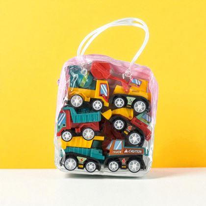 Obrazek z Zestaw 6 nakręcanych samochodzików w przezroczystej torbie