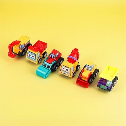 Obrazek z Zestaw 6 nakręcanych samochodzików w przezroczystej torbie