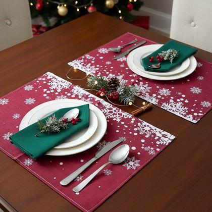 Obrazek z Świąteczne nakrycie stołu - płatki śniegu