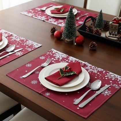 Obrazek z Świąteczne nakrycie stołu - płatki śniegu