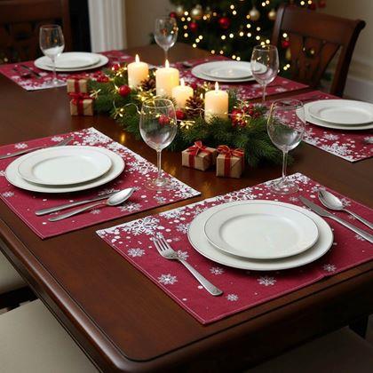 Obrazek z Świąteczne nakrycie stołu - płatki śniegu