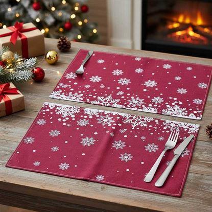 Obraz Świąteczne nakrycie stołu - płatki śniegu