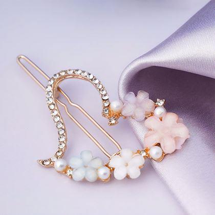 Obrazek z Kwiatowe spinki do włosów z kamieniami 4 szt.