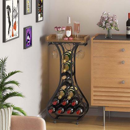 Obrazek z Metalowy stojak na 14 butelek wina i 4 kieliszki