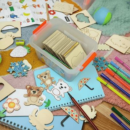 Obrazek z Drewniany zestaw do rysowania 100 szt