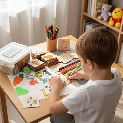 Obrazek z Drewniany zestaw do rysowania 100 szt