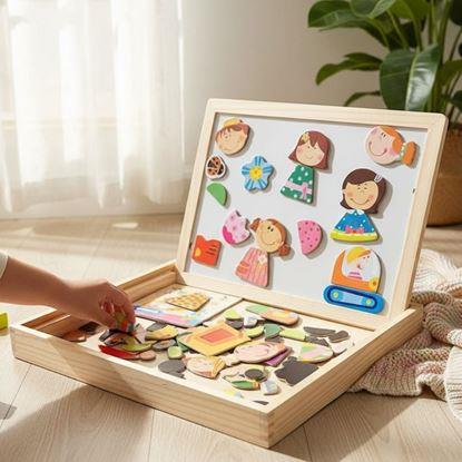 Obraz Drewniana tablica magnetyczna - postacie