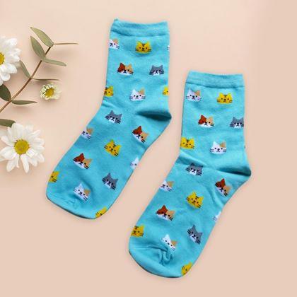 Obrazek z Skarpetki z kotkami - niebieskie