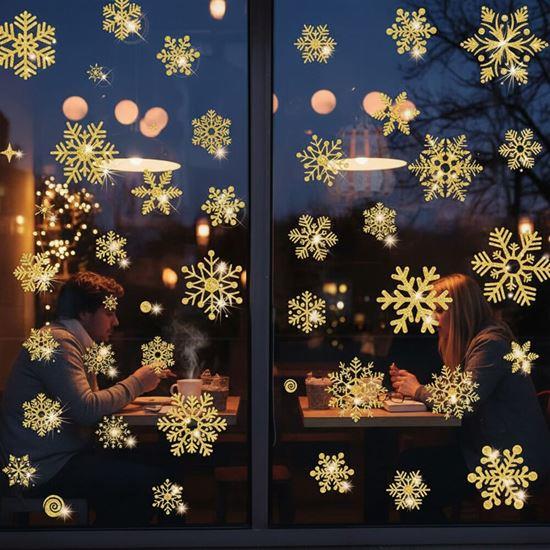 Obrazek z Naklejki na okno - płatki śniegu 52 szt. - złote