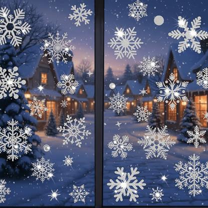 Obraz Naklejki na okno - płatki śniegu 52 szt.