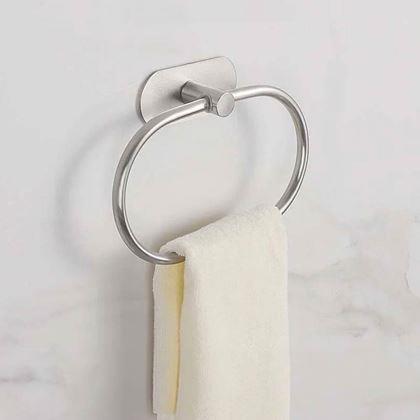 Obrazek z Samoprzylepny uchwyt na ręczniki okrągły - srebrny