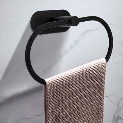 Obrazek z Samoprzylepny uchwyt na ręczniki okrągły - czarny