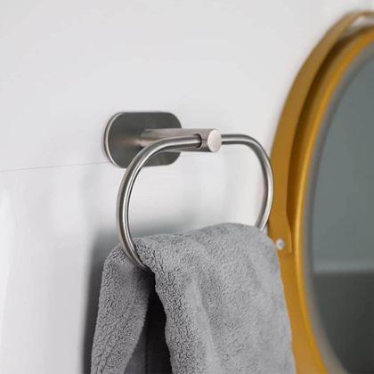 Obrazek z Samoprzylepny uchwyt na ręczniki okrągły - srebrny