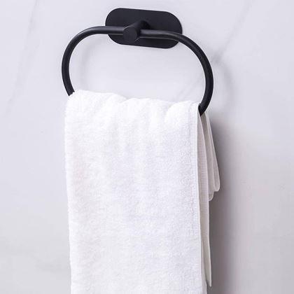 Obrazek z Samoprzylepny uchwyt na ręczniki okrągły - czarny