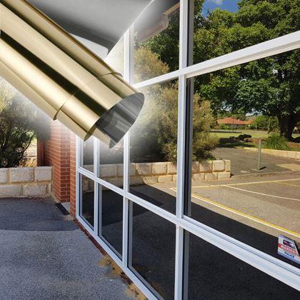 Obrazek z Folia lustrzana na okna 200 cm  - złota