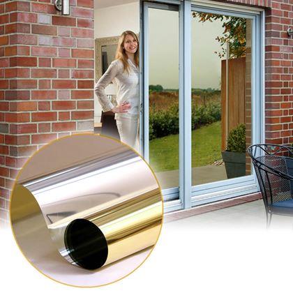 Obrazek z Folia lustrzana na okna 200 cm  - złota