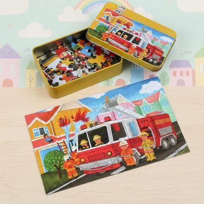 Obrazek z Puzzle dla dzieci w blaszanym pudełku  -  straż pożarna