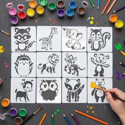 Obraz Szablony zwierzątek do malowania 13x13 cm 12 szt